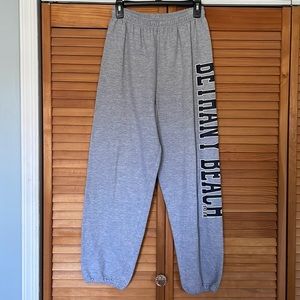 Small gray sweats with Bethany Beach, DE decal down the left leg